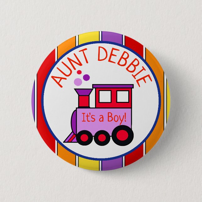 Badge Rond 5 Cm Tante de Baby shower de train personnalisée (Devant)