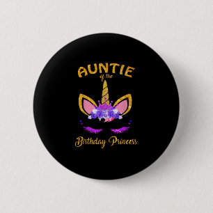 Badge Rond 5 Cm Tante de l'Anniversaire Princesse Unicorn Girl T-S