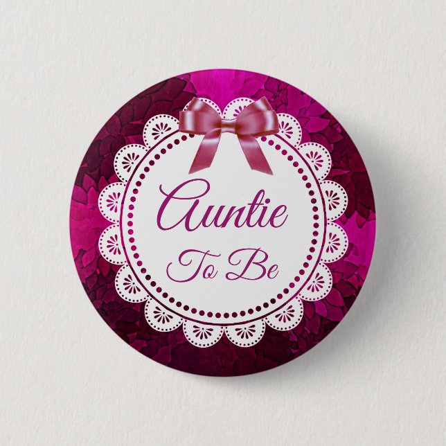 Badge Rond 5 Cm Tante d'être Magenta Bow Baby shower bouton (Devant)