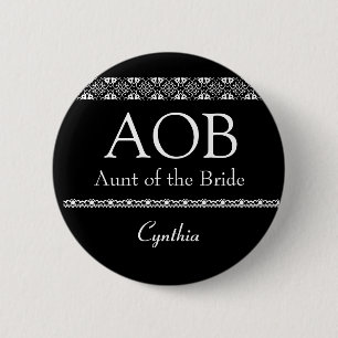 Badge Rond 5 Cm Tante du bouton noir et blanc de mariage de jeune