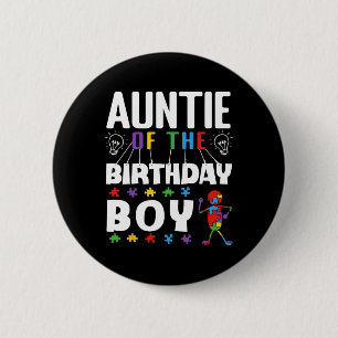 Badge Rond 5 Cm Tante du garçon d'anniversaire Puzzle de sensibili