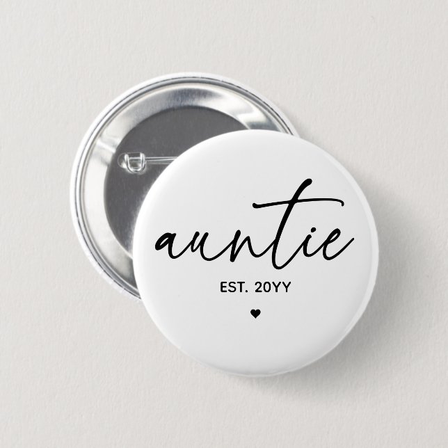 Badge Rond 5 Cm Tante Elégante Typographie Nouvelle Tante (Devant & derrière)