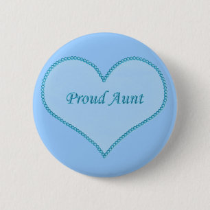 Badge Rond 5 Cm Tante fière Button, bleu