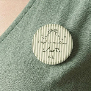 Badge Rond 5 Cm Tante futur bébé Fête de bébé sage vert capricieux