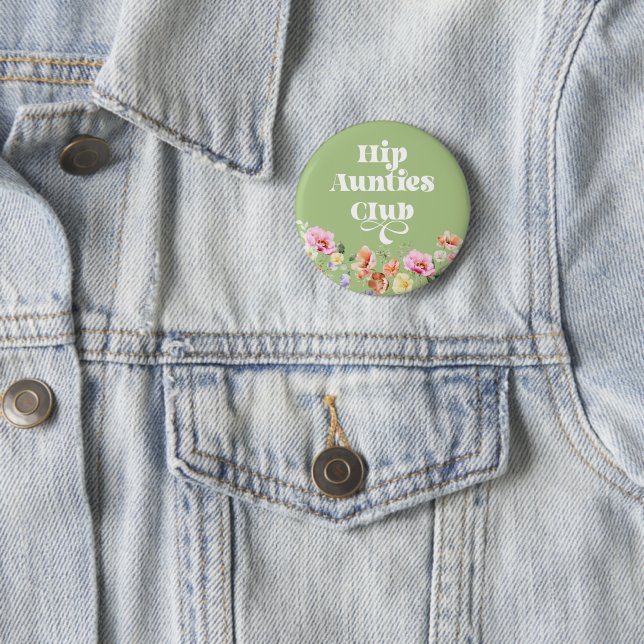 Badge Rond 5 Cm Tante future fleur sauvage (En situation)