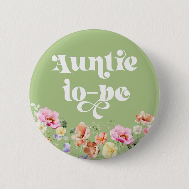 Badge Rond 5 Cm Tante future fleur sauvage (Devant)