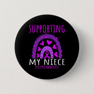 Badge Rond 5 Cm Tante Oncle Hommes Femmes Purple Nièce Soutien Epi