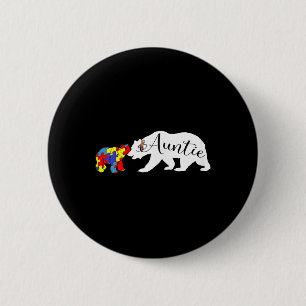 Badge Rond 5 Cm Tante Ours Sensibilisation sur l'autisme Mois Tant