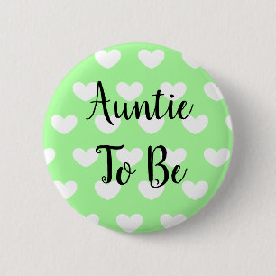 Badge Rond 5 Cm Tante pour être le Baby shower des Coeurs Vertes