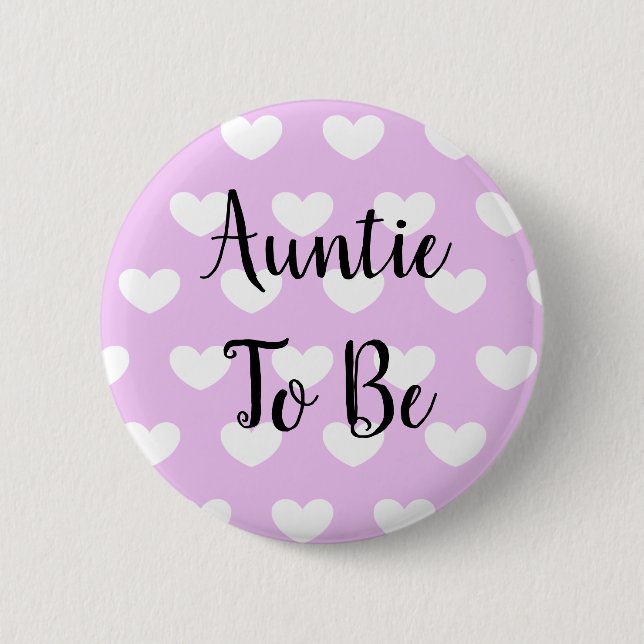 Badge Rond 5 Cm Tante pour être le Baby shower des Coeurs Violets (Devant)