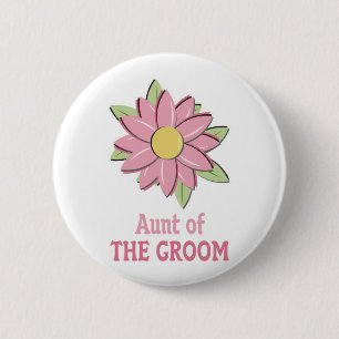 Badge Rond 5 Cm Tante rose de marié de fleur