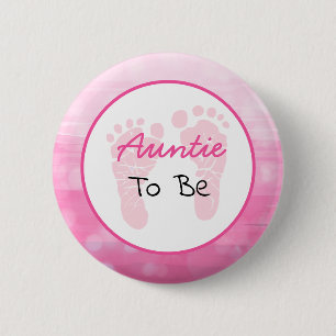 Badge Rond 5 Cm Tante rose pour être Baby shower