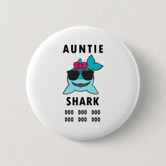BADGE ROND 5 CM TANTE SHARK DOO DOO DOO (Devant)