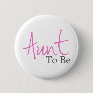 Badge Rond 5 Cm Tante To Be (manuscrit rose)