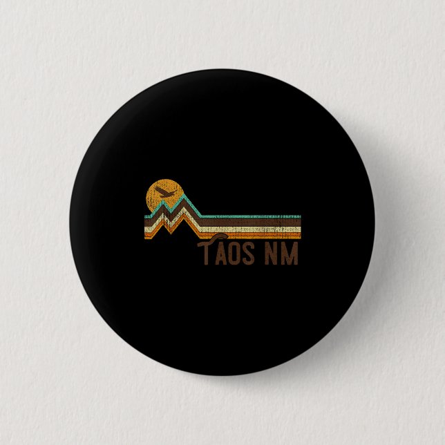 Badge Rond 5 Cm Taos New Mexico 70s 80s Retro Style Vintage Distre (Devant)