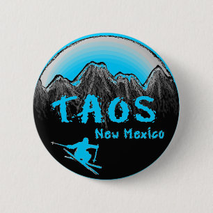 Badge Rond 5 Cm Taos Nouveau-Mexique skieur artistique