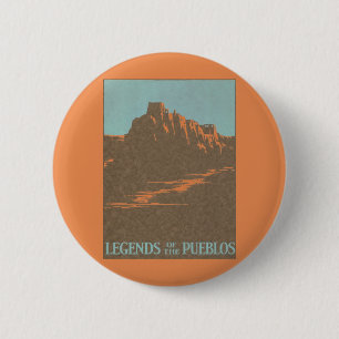 Badge Rond 5 Cm Taos Pueblos vintage Nouveau-Mexique, Poster de vo