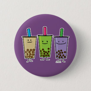 Badge Rond 5 Cm Tapioca Japa de taro de lait de boissons de vert
