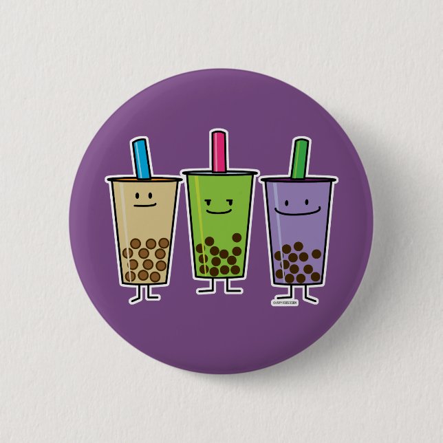 Badge Rond 5 Cm Tapioca Japa de taro de lait de boissons de vert (Devant)