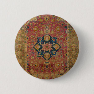 Badge Rond 5 Cm Tapis persan asiatique Kashan en or rouge