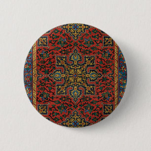 Badge Rond 5 Cm Tapis Persan Rouge Bleu Classique
