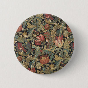 Badge Rond 5 Cm Tapisserie florale riche Brocade Antique Classique