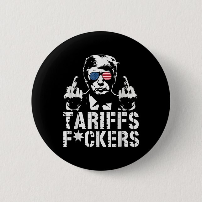 Badge Rond 5 Cm Tarifs Forts Trump Middle Finger (Devant)