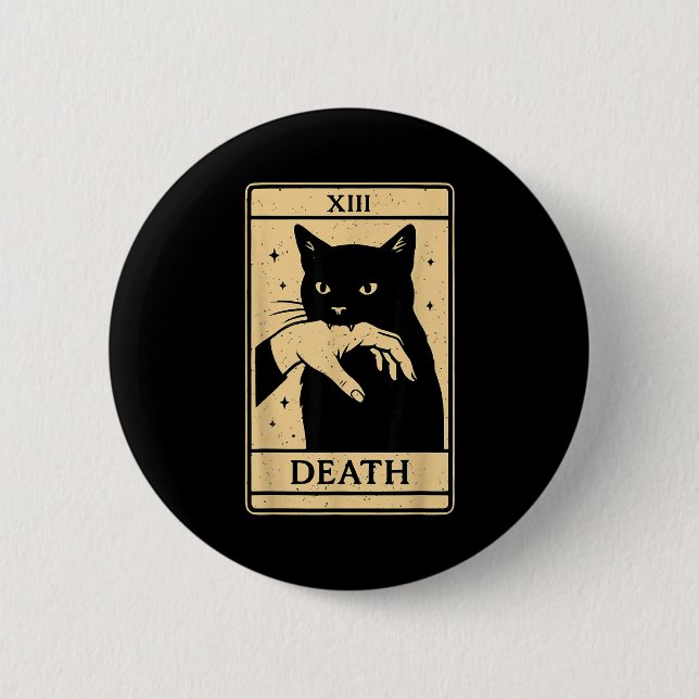 Badge Rond 5 Cm Tarot Card Black Cat Occult Witchy Black Cat Tarot (Devant)
