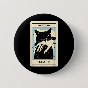 Badge Rond 5 Cm Tarot Chat Noir Mort Halloween Sorcière Amateur de