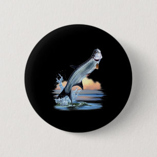 Badge Rond 5 Cm Tarpon Fish Fresh Water Wildlife Hunting Fishing