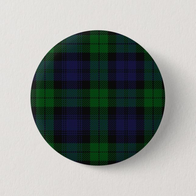Badge Rond 5 Cm Tartan Bleu Et Vert De Sunderland (Devant)
