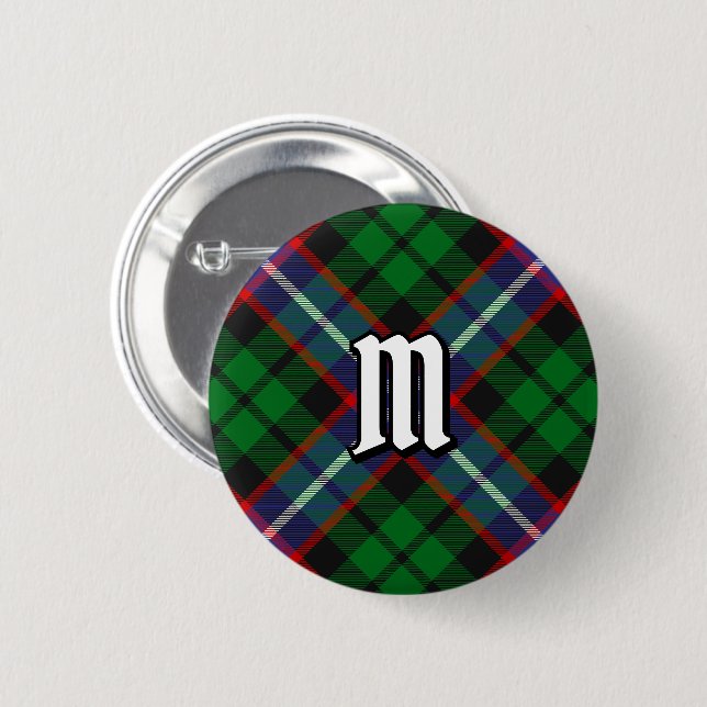 Badge Rond 5 Cm Tartan Clan Russell (Devant & derrière)