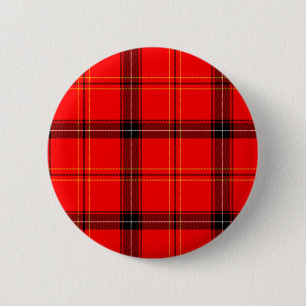 Badge Rond 5 Cm Tartan rouge écossais