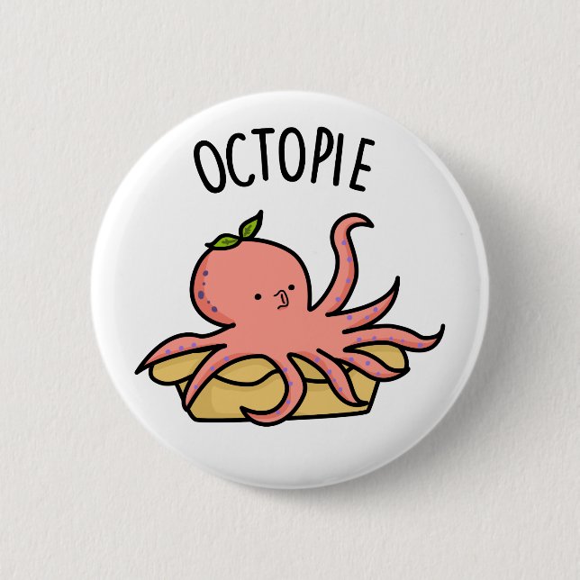 Badge Rond 5 Cm Tarte à tarte Octo drôle Pie à tarte Octopus (Devant)