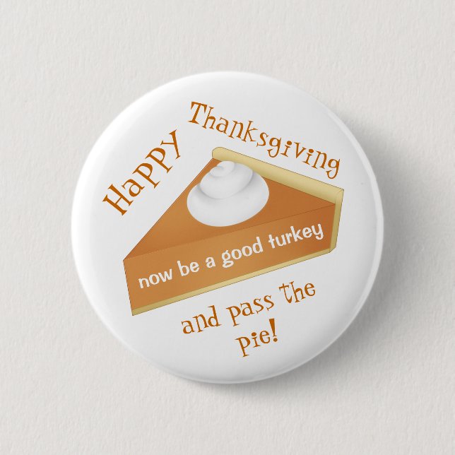 Badge Rond 5 Cm Tarte de citrouille drôle du thanksgiving | (Devant)