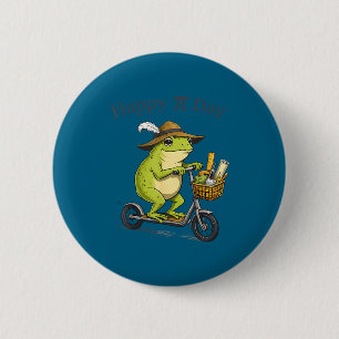 Badge Rond 5 Cm Tarte jour heureux 3.14 grenouille scooter prof de