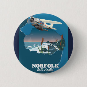 Badge Rond 5 Cm Tasse de café bicolore carte de Norfolk East Angli