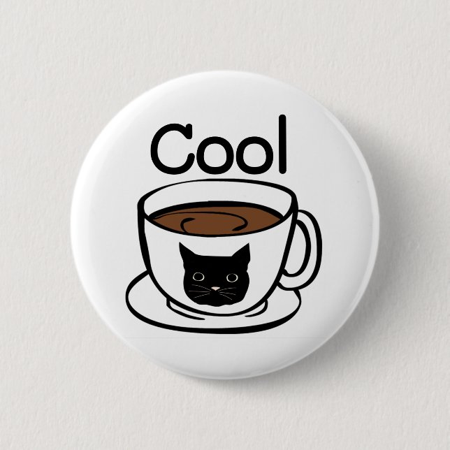 Badge Rond 5 Cm Tasse de café cool visage de chat citation d'art m (Devant)