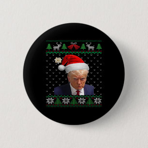 Badge Rond 5 Cm Tasse de Noël Laide Photo de Donald Trump Officiel