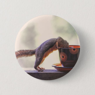 Badge Rond 5 Cm Tasse d'écureuil et de café