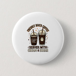 Badge Rond 5 Cm Tasse fantôme Halloween Café Fraîchement Infusé