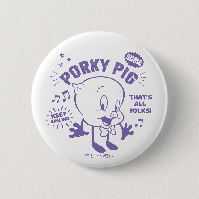 Badge Rond 5 Cm Tasty Retro Porky Pig (Devant)