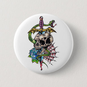 Badge Rond 5 Cm Tatouage au crâne et au poignet