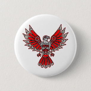 Badge Rond 5 Cm Tatouage au Totem de pierre de Thunderbird de Haid