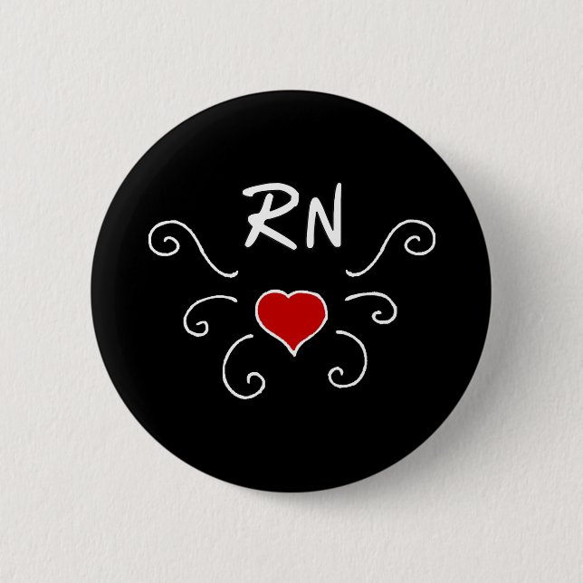 Badge Rond 5 Cm Tatouage d'amour d'infirmière de RN (Devant)