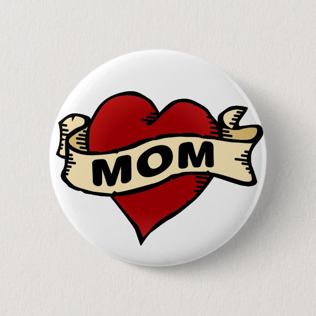 Badge Rond 5 Cm Tatouage de coeur de maman (Devant)