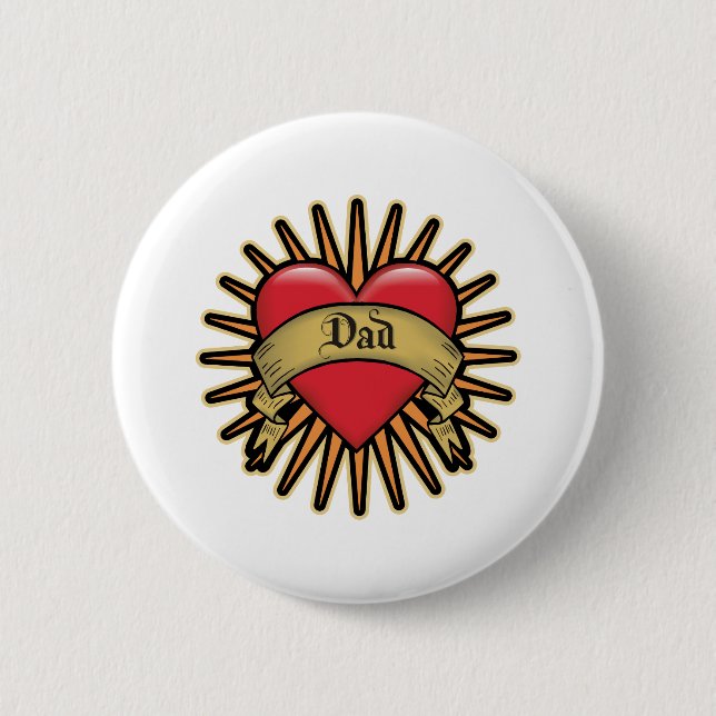 Badge Rond 5 Cm Tatouage de coeur de papa (Devant)
