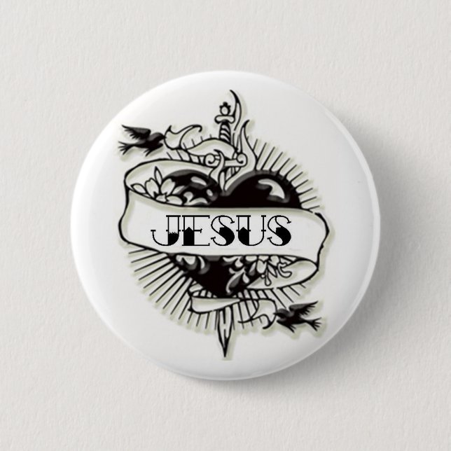 Badge Rond 5 Cm Tatouage de Jésus (Devant)