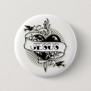 Badge Rond 5 Cm Tatouage de Jésus