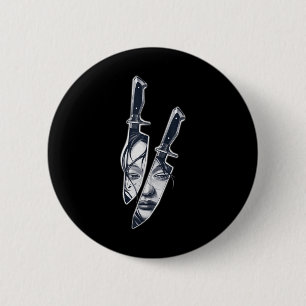 Badge Rond 5 Cm Tatouage de la fille couteau